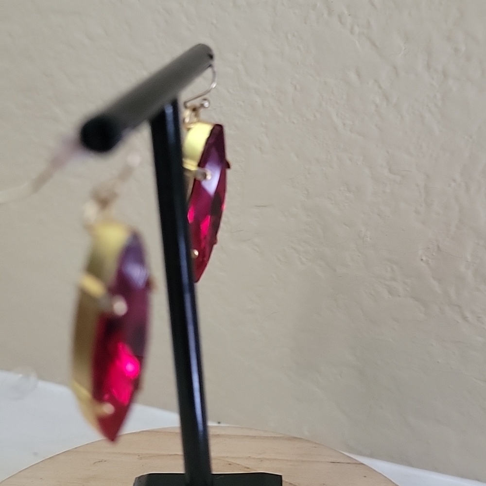 Ruby Crystal Earrings - Picture 3 of 5